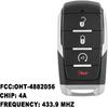 4-Button Smart Key Fob For Dodge Ram 1500 (-2024), 433MHz, FCC ID: OHT-4882056, P/N: 68442907 68291689