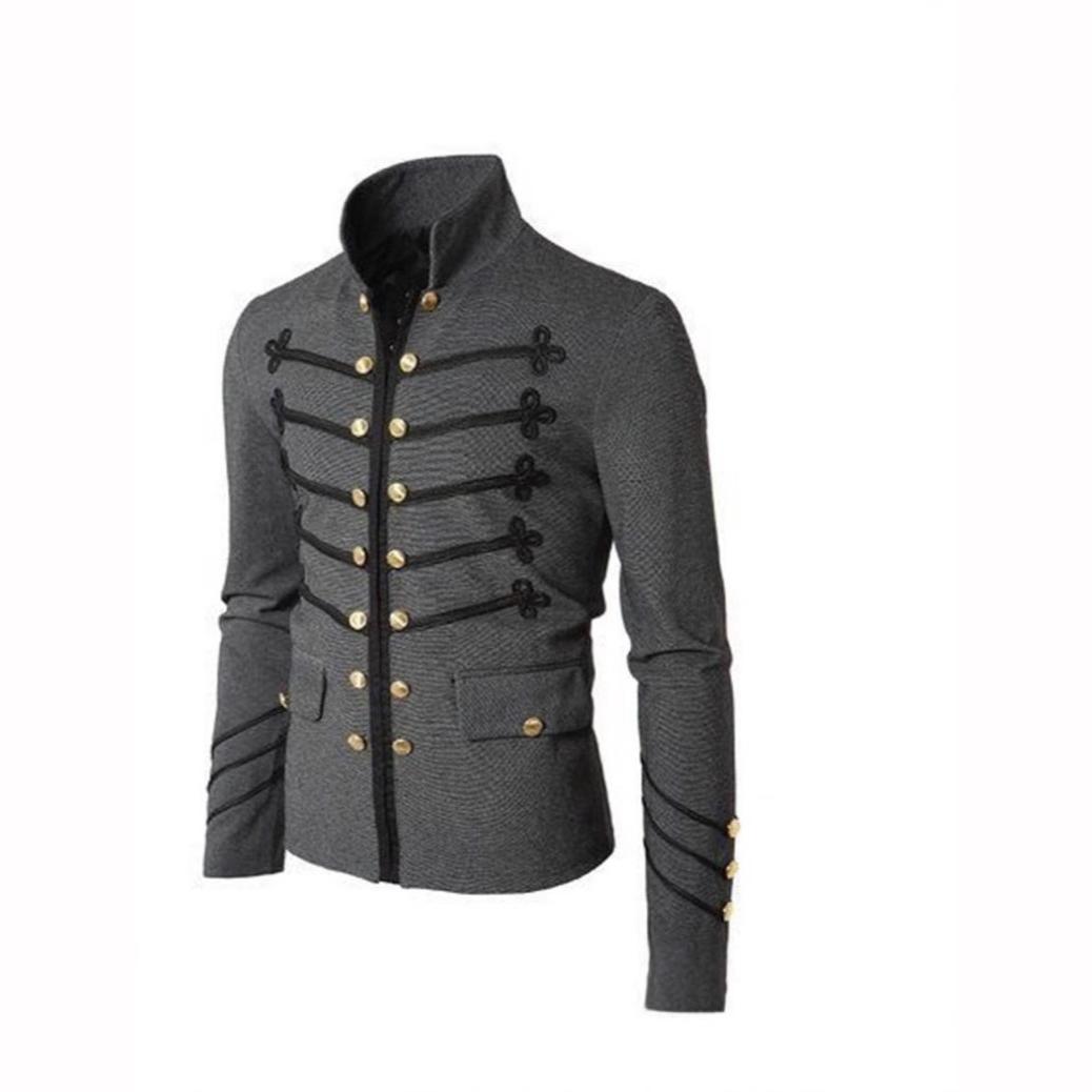 

Мужские готические куртки Средневековая винтажная куртка Стойка воротник Рок фрак Мужское ретро панк пальто XS серый