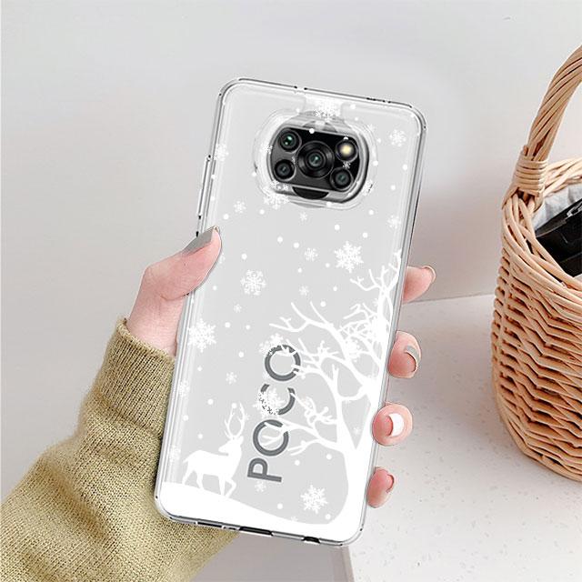 Clear Case For Xiaomi Mi Poco X3 NFC M3 Pro F3 F1 11 Lite 12 Redmi Note 10 9S 8 7 9 Soft Phone Cover Merry Christmas