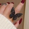 Pierścionek damski Hollow Out Butterfly Shape Rhinestone Alloy Regulowany pierścień otwierający Bankiet Party Wedding Jewelry