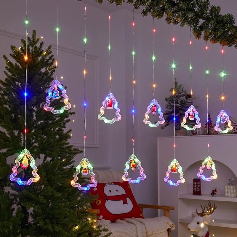 Christmas Curtain Lights Tree Star Ring Shape Led String Decor For Holiday Celebrations