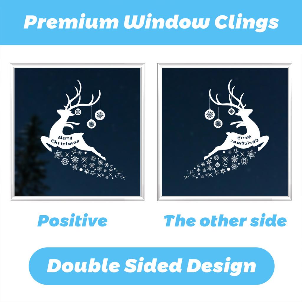 Christmas Window Stickers White Snowflake Elk Holiday Window Glass Door Decoration Stickers