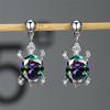 Charm Female Rainbow Zircon Stone Drop Earrings Cute Trendy Bridal Silver Color Wedding  For Women