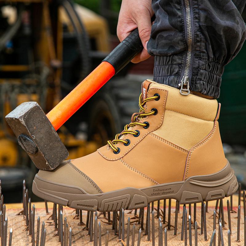 New fashion protective boots Men Safety Shoes Waterproof Work Boots Steel toe shoes Puncture-Proof Indestructible shoes Non-slip