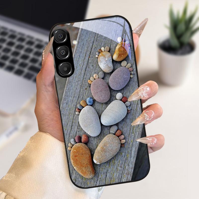 Fashion Coque For Samsung A55 A56 Case A25 A26 Tempered Glass Phone Cover For Galaxy A15 A35 A36 Hard PC Glass Protective Fundas