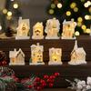Casas de Resina em Miniatura Luz de Natal Edifício Iluminado Figura para Presente de Feriado Infantil Decoração de Festa Sazonal