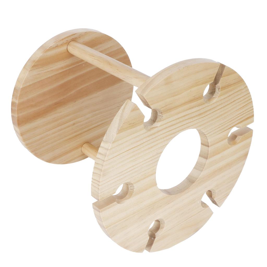 Wooden Wine Rack Glass Cup Holder Organizer Tabletop Display for 6 Glass and 1 Wine Bottle