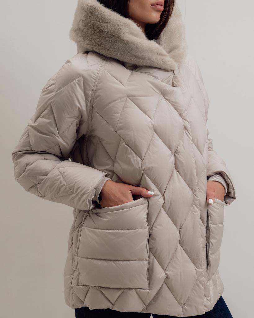 Women's Jacket with Fur BatterFlei 2422 42 Milky