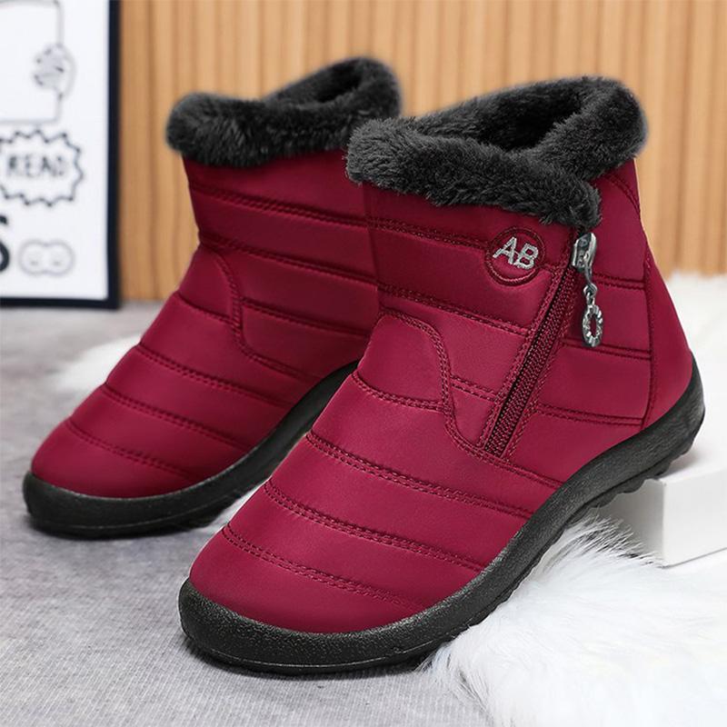 Fashion Retro Plus Size Snow Boots for Women Zipper Up Faux Fur Snow Boots Woman Winter Letter Embroidery Warm Plush Booties Ladies