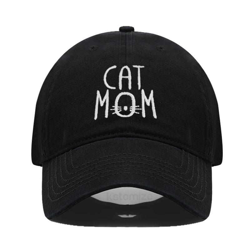 Gewaschene Baumwoll-Baseballkappe für Herren & Damen Unisex CAT MOM Stickerei Sonnenschutzhut Outdoor-Sport Großhandel & Dropshipping