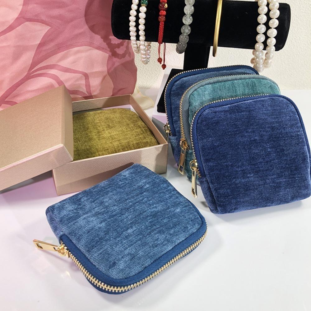 Multi-Layered Flannel Jewelry Zipper Bag Anti-lost Cloth Jewelry Organizer  Party