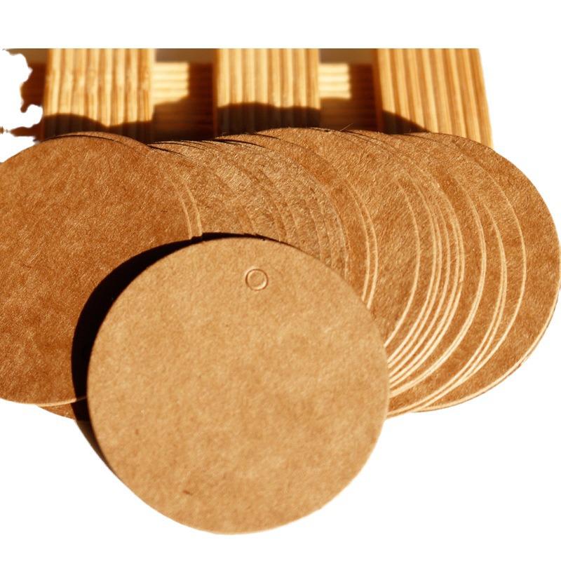Vintage Kraft Paper Tags - Blank Round Hang Tags, DIY Graffiti Bookmarks, Message Cards (100 Pieces)