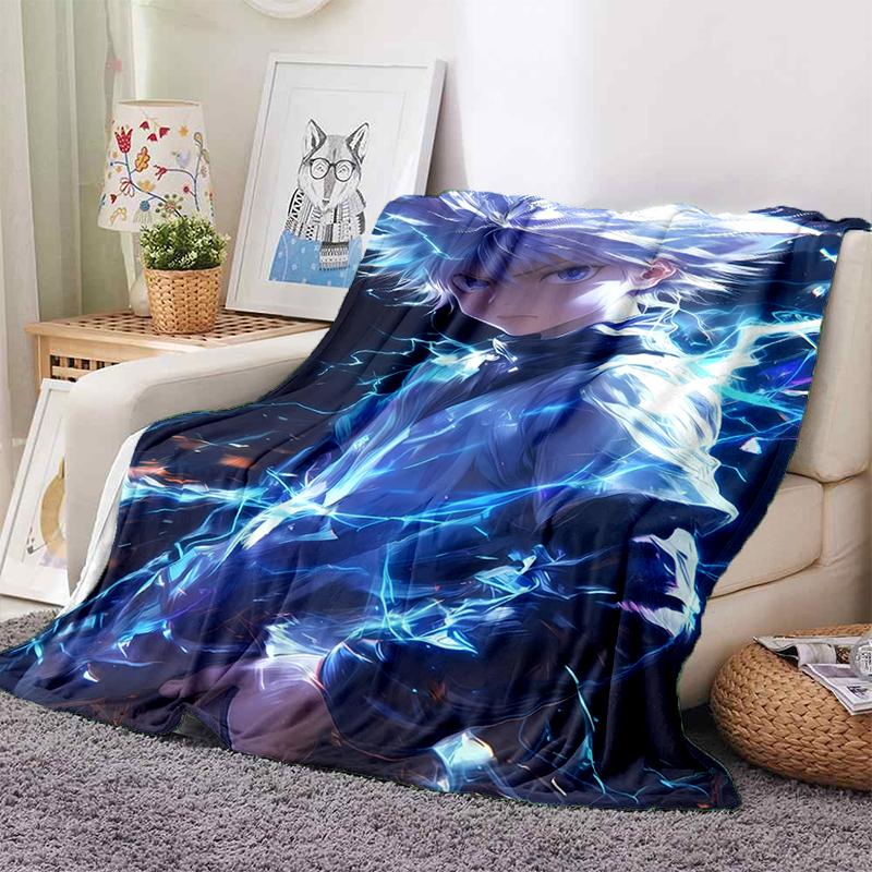 HXH Hunter X Hunter GON FREECSS Killua Zoldyck Cartoon Anime Flannel Blanket,Soft Throw Blanket for Home Bedroom Bed Sofa Gift