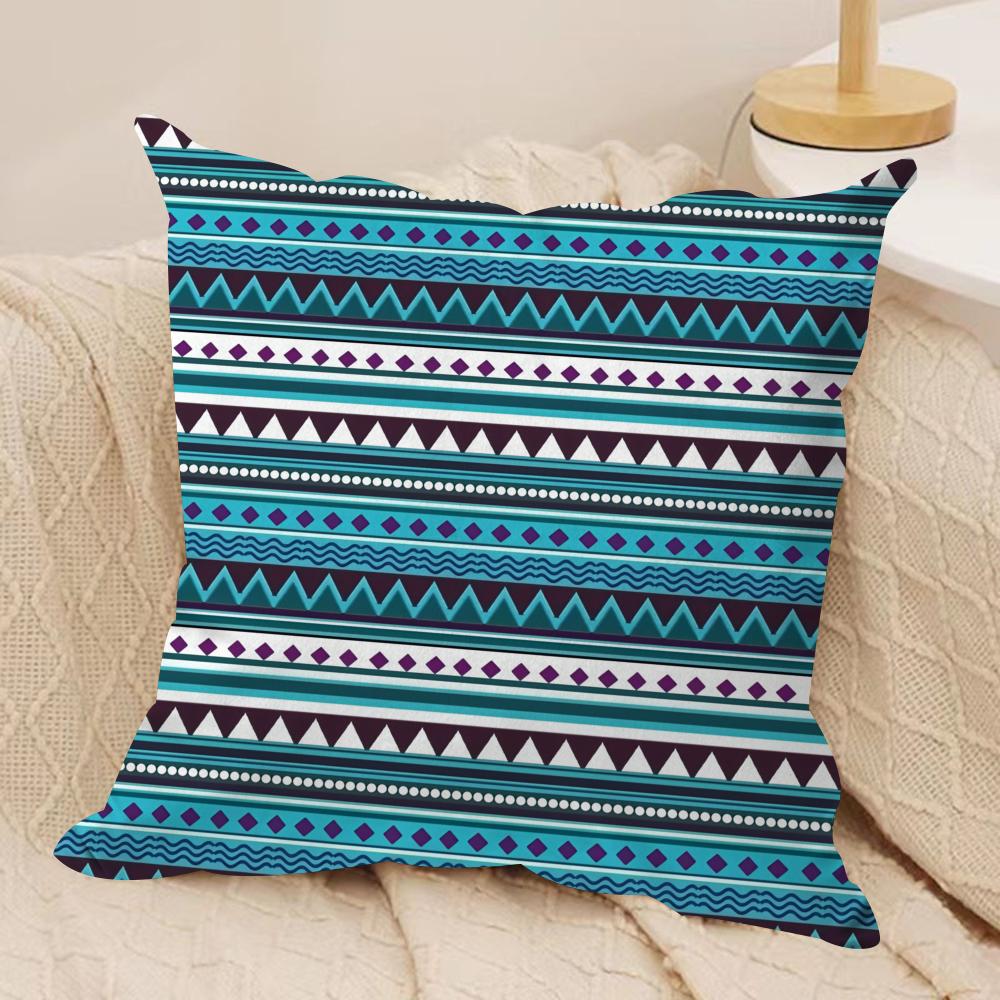 Classic Geometric Patterns Cushion Cover Short Plush Doublesided Print Square Throw Pillow Covers Sofa Home Cushion Decor