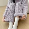 Podzimní a zimní Twist Zipper Couple Plus Sametové tlusté korálové fleecové pyžamo Velké teplé Žakárové Cardigan Domácí služba