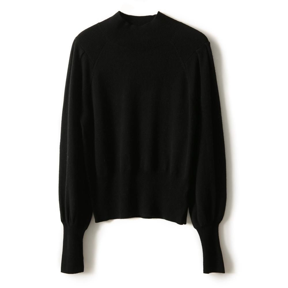 Fashionable Lantern Sleeve Knitwear for Women Autumn High-neck Sweater Tops
