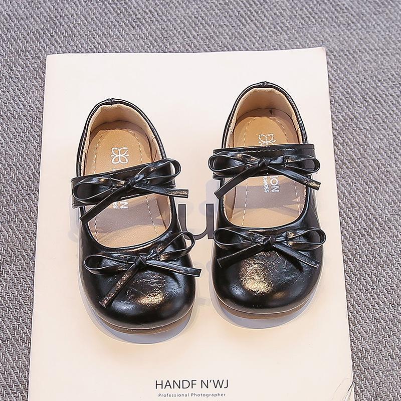Girls Bow Princess Leather Shoes 2025 Autumn New Children's Baby Beanie Shoes Girls Mary Jane Single Shoes Trend