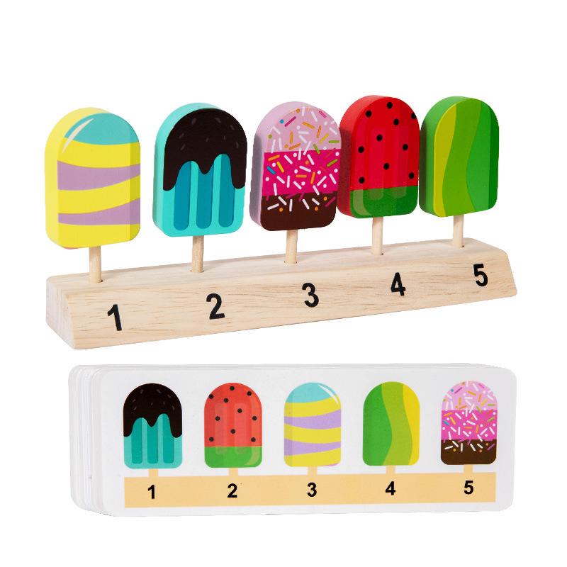 Kids' Wooden Ice Cream & Ice Lolly Pretend Play Set - Encourages Role Play & Logical Thinking, Perfect Interactive Gift for Parent-Child Fun