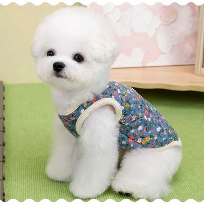New Puppy Vest Cute Winter Warm Pet Dog Clothes Thickened Floral Prints Cat Clothes Winter Gift