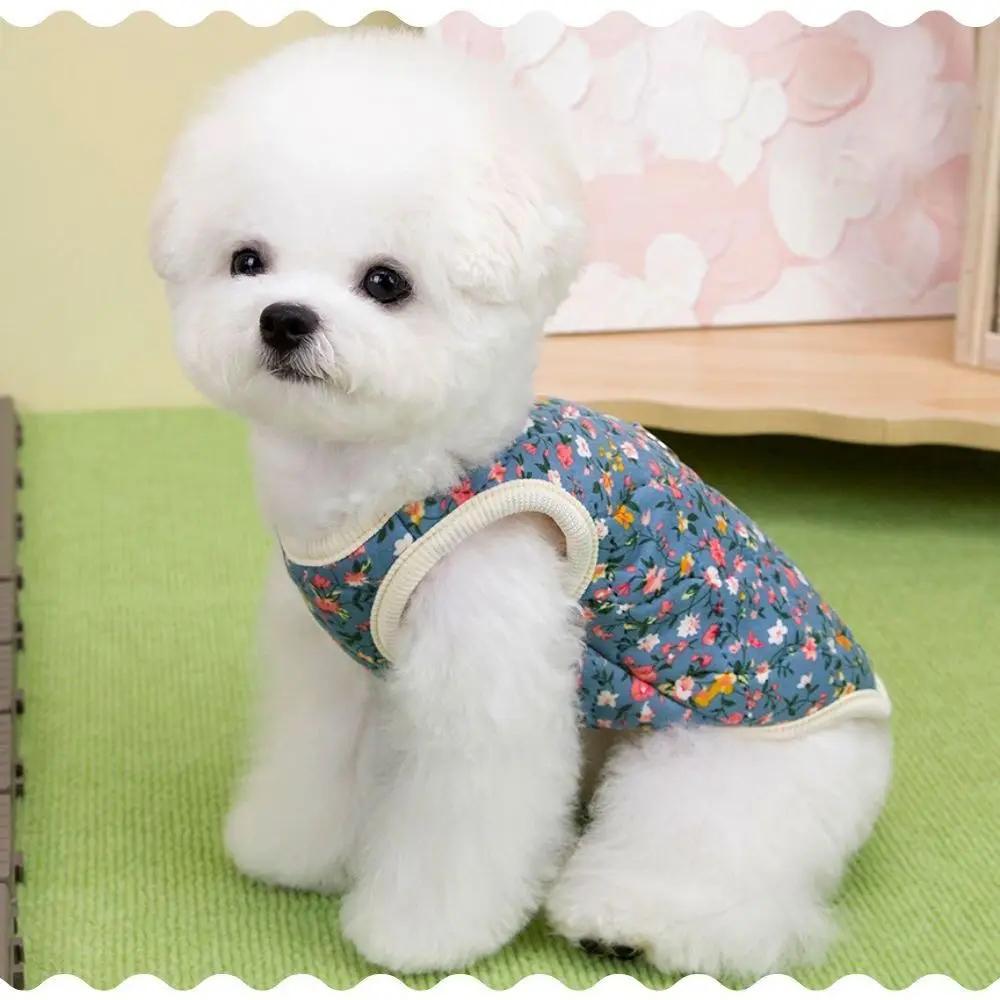 Neues Welpenweste Niedlich Winter Warm Haustier Hundekleidung Verdickt Florale Drucke Katzenkleidung Wintergeschenk