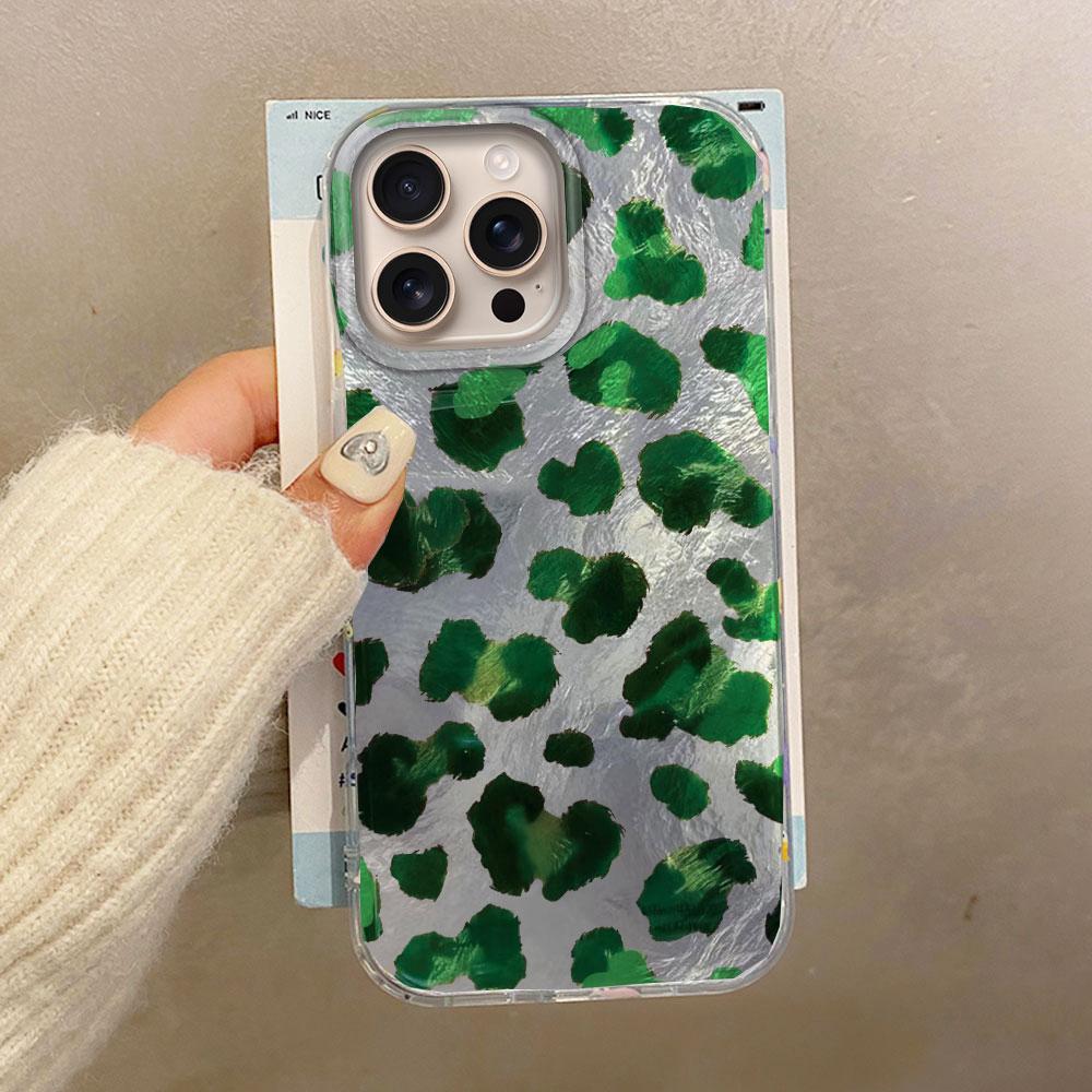 Pink Green Leopard Print Women Phone Case for Iphone 17 Air 16 15 14 7 8 Plus 13 11 12 Pro Max X XS XR SE 2022 2020 16e Cover