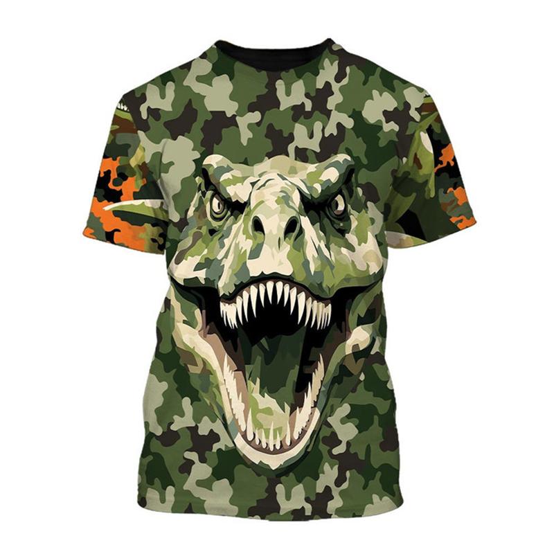 

Модная мужская футболка с 3D-принтом и рисунком динозавра, летняя повседневная футболка унисекс с короткими рукавами и круглым вырезом, детские футболки Harajuku M