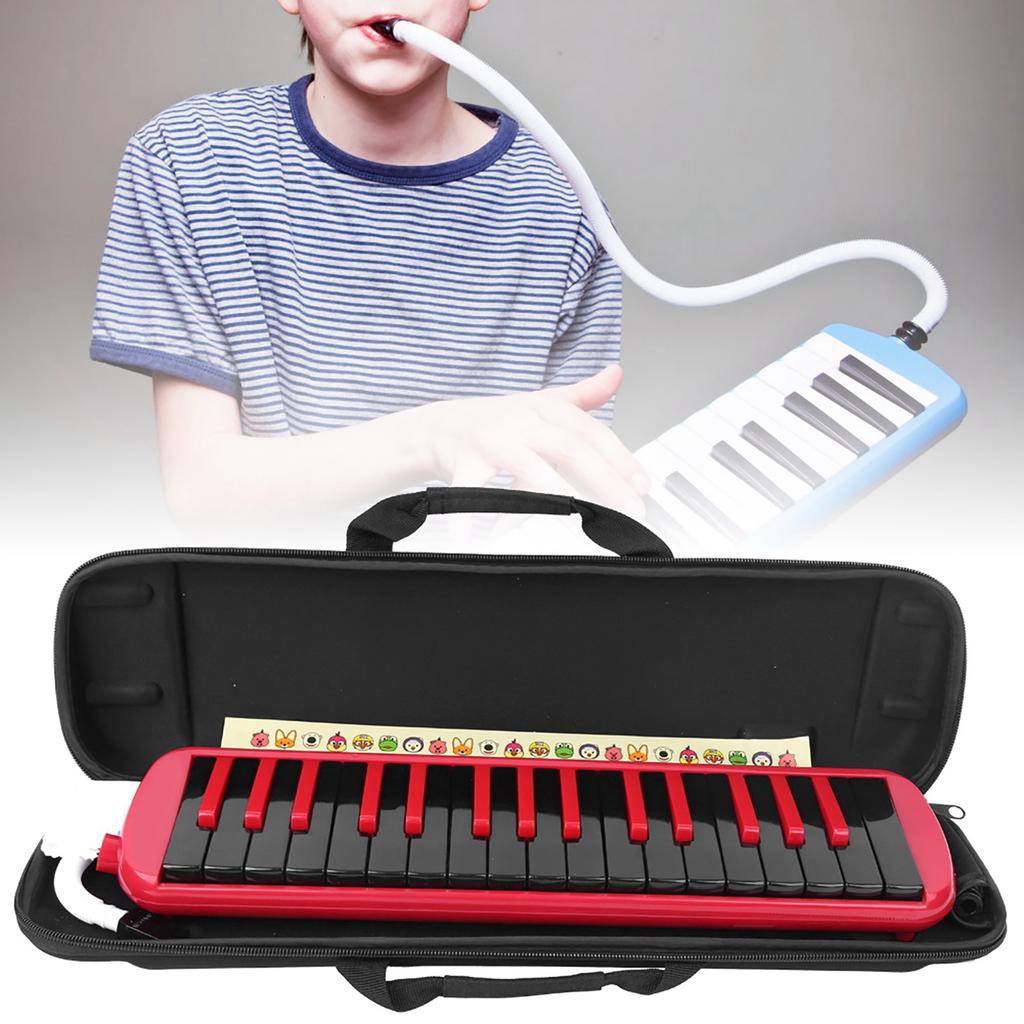 Melodica 32 Key Wind Musical Instrument Suitable for Beginner Practice Bag F32s(Rouge )