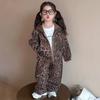 Spring Autumn Girls'  Kids Leopard Pattern Suit Coat+trousers Pants Sets Comfortable Cute Baby Clothes Children Clothing Sportswear Two-piece Set