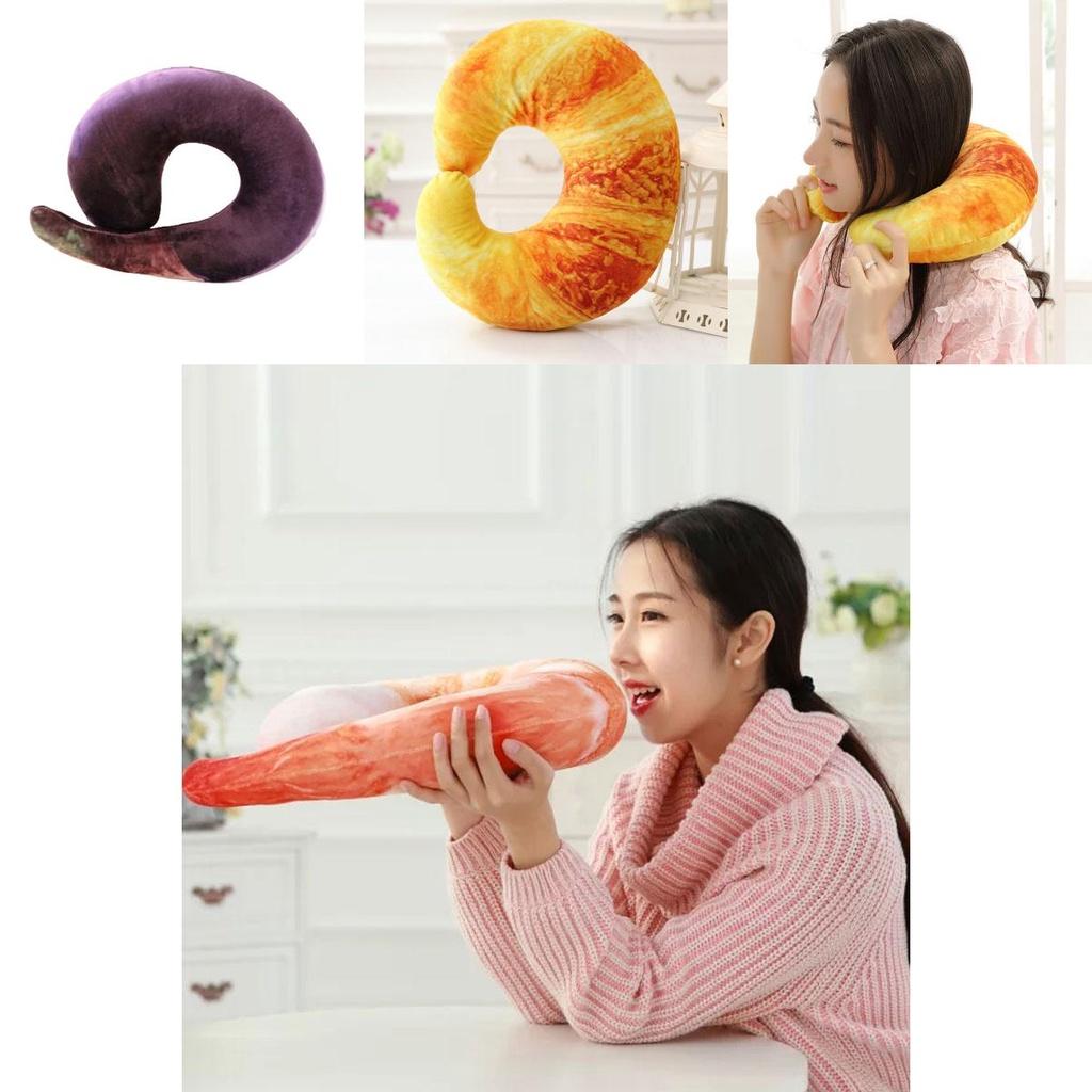 Tcmy Fashion Peeled Prawns Plush U Neck Pillow For Travel And Nap Shrimp Cushion Jelly Toy
