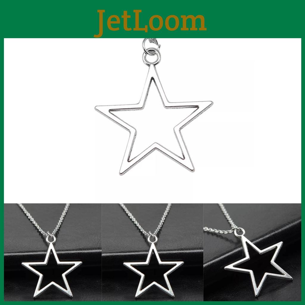 Trendy 36x33mm Silver Hollow Star Pendant Necklace In Alluring Alloy For Unisex Style