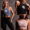 Women's Sleeveless Quick-Dry Wolf Head Yoga Vest with Chest Pads