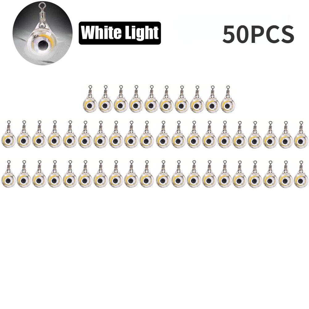 10-200pcs Mini Fishing Lure Light LED Deep Drop Underwater Eye Shape Squid Fish Bait Luminous Lure for Attracting Fish