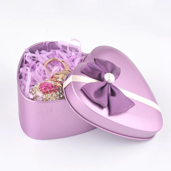 Fashion Heart Shape Bow-knot Jewelry Gift Box Present Case with Shredded Paper