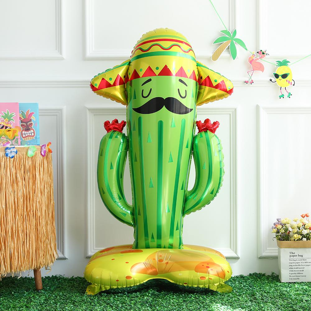 Large Standing 4D Coconut Palm Tree Pineapple Cactus Foil Inflatable Ball Hawaii Theme Summer Beach Birthday Wedding Party Decor