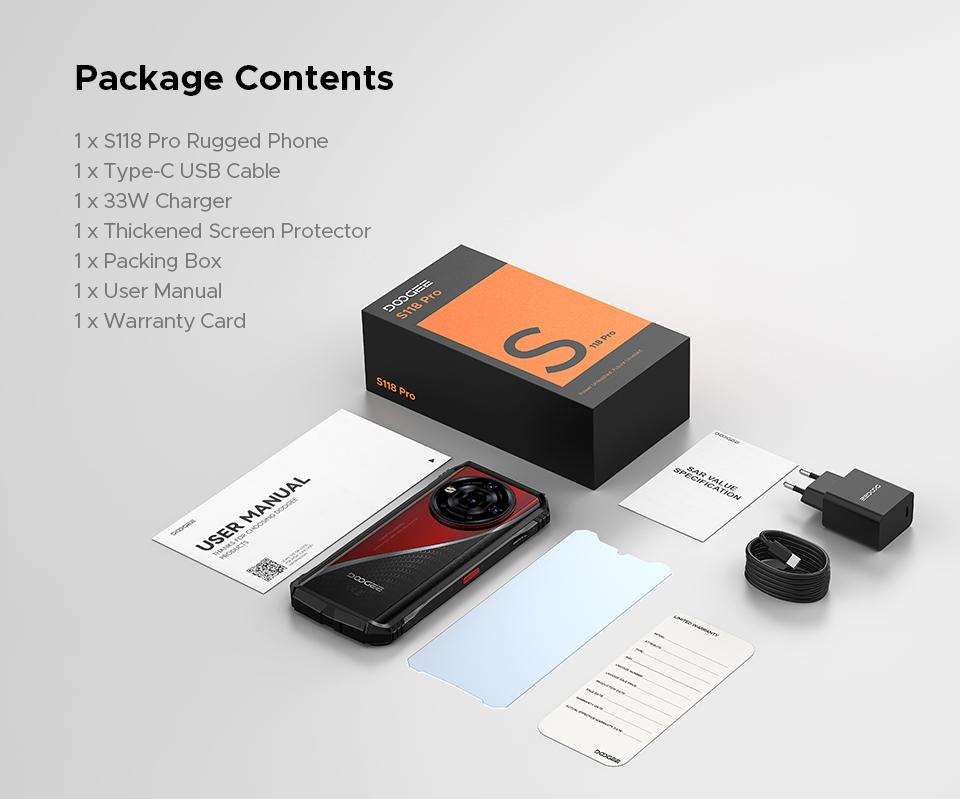 Doogee S118 PRO Smartphone Robusto 5G, 24GB+512GB(2TB), 6,6 Pollici FHD+ 120Hz, 10800mAh/33W, 108MP+20MP Visione Notturna, WiFi 6/ Face ID/NFC