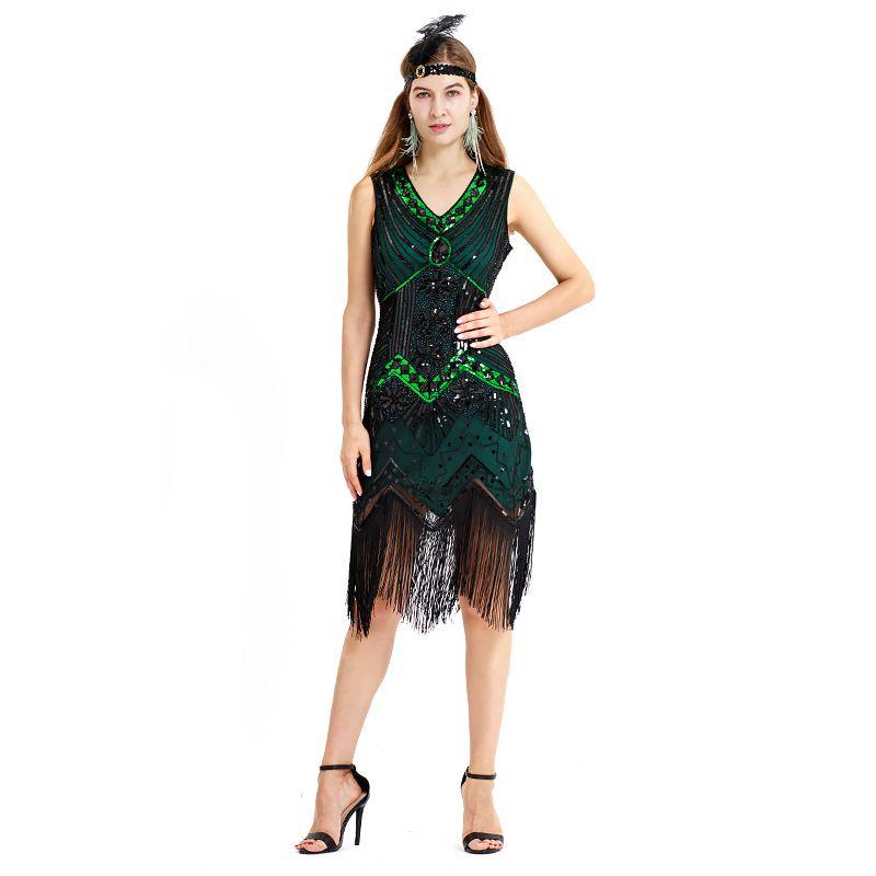 Elegant Gatsby Flapper Beaded Vintage Fringe Sequin Sleeveless Women Party Dresses For Timeless Style