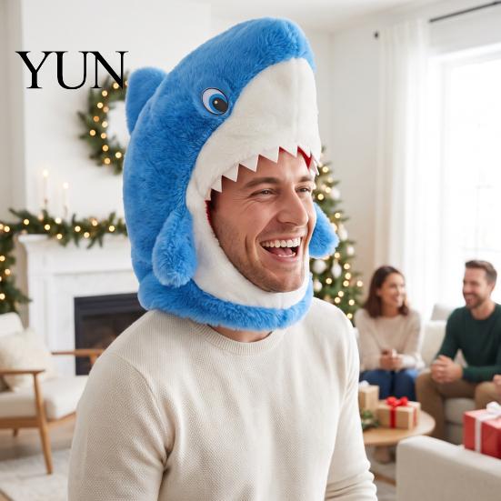 Cute Animal Hat for Music Festivals Shark Mask Adults/Kids, Funny Plush Headgear, Universal Size All Ages Costume Halloween Theme Parties Photo
