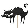 Cat Silhouette Cake Topper 8 Pcs Cupcake Topper, Halloween Black Cute Kitten Party Decor Food Pick for Baby Shower Birthday Wedding Decoration Dessert