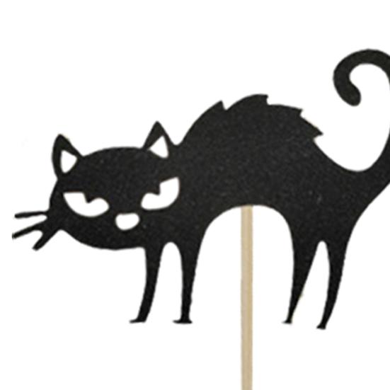 Cat Silhouette Cake Topper 8 Pcs Cupcake Topper, Halloween Black Cute Kitten Party Decor Food Pick for Baby Shower Birthday Wedding Decoration Dessert
