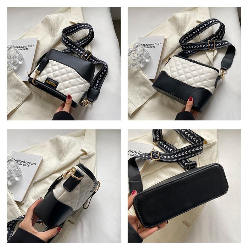 New splicing fashion diamond niche women's versatile bag messenger bag shoulder small bucket bag