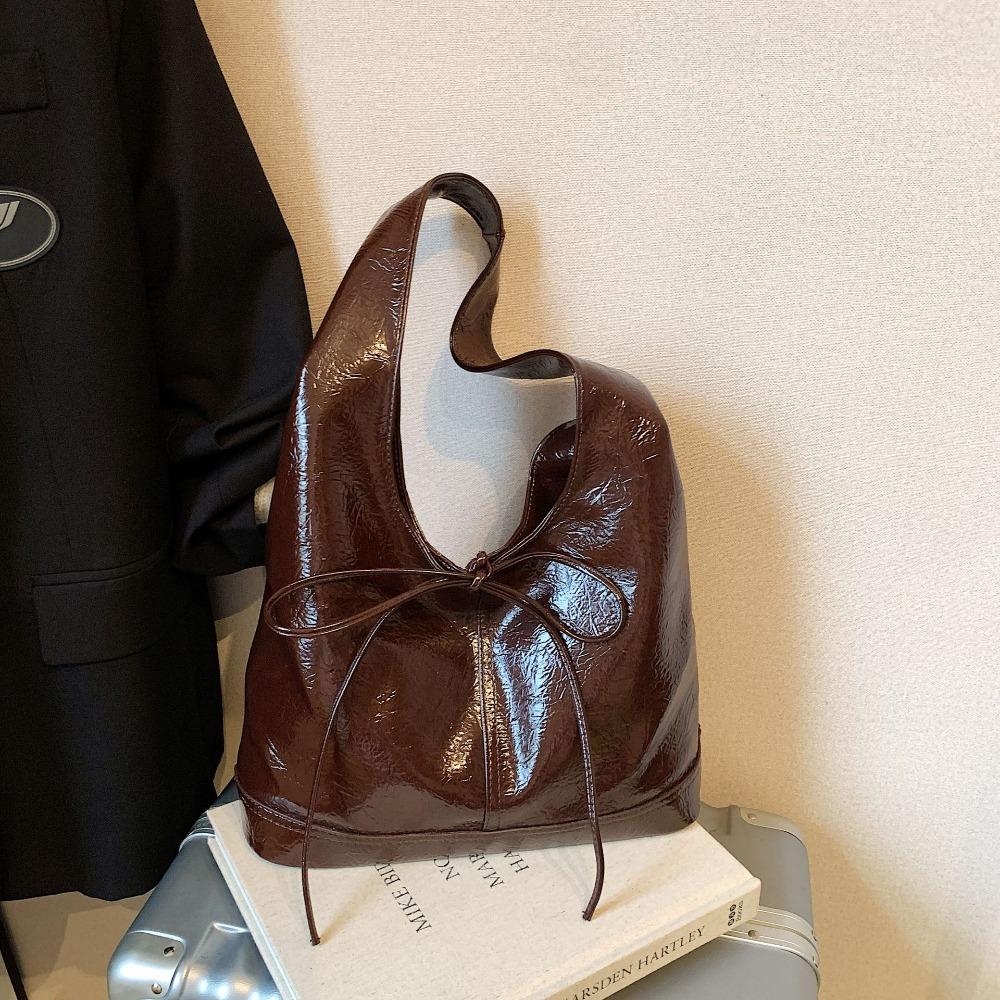 

Новый дизайн Сумка-тоут из масляной вощеной кожи в корейском стиле для поездок на работу, на плечо, подмышку кофейный