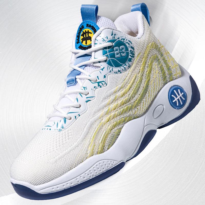 Баскетбольные кроссовки fly weave весна новые дышащие повседневные кроссовки на шнуровке средней высоты молодежные кроссовки 39 синий