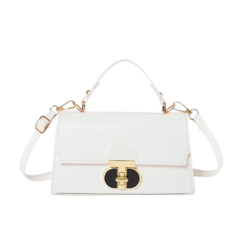 Fashionable Pure Color Street Style Shoulder Messenger Bag 2024 New Popular Lock Buckle Handheld Small Square Bag белый