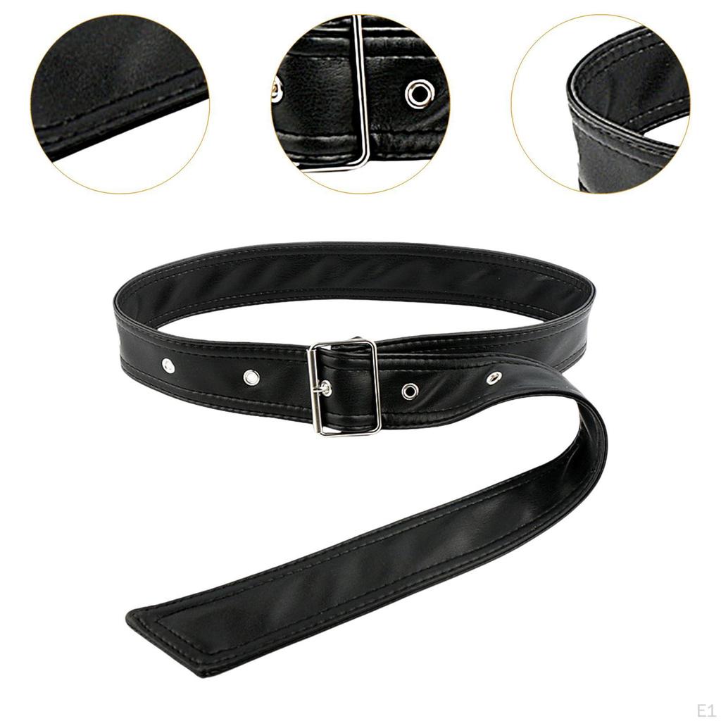 Overcoat Belt for Women Black Simple Trendy Wide Adjustable PU Leather Skirt