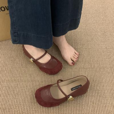 Raised Thick Sole with Skirt Female Spring and Autumn New French Retro Fairy Style Silver French Casual Mary Jane Shoes