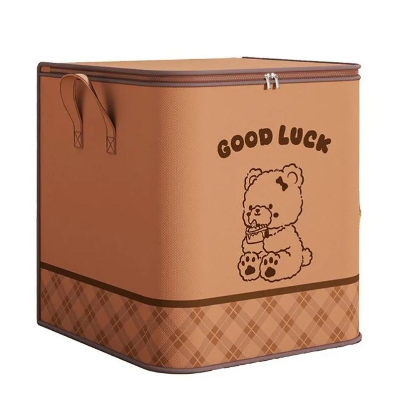

1Pc Portable Large Capacity Quilt Storage Bag Cute Bear Pattern Clothes Organizer Perfect Home Moving Storage Bag L коричневый