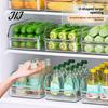 Fresh Keeping Produce Keepers Refrigerator Storage Box with Handle, Clear PET Pull Out Drawer Home Kitchen Accessories Organizer, Stackable