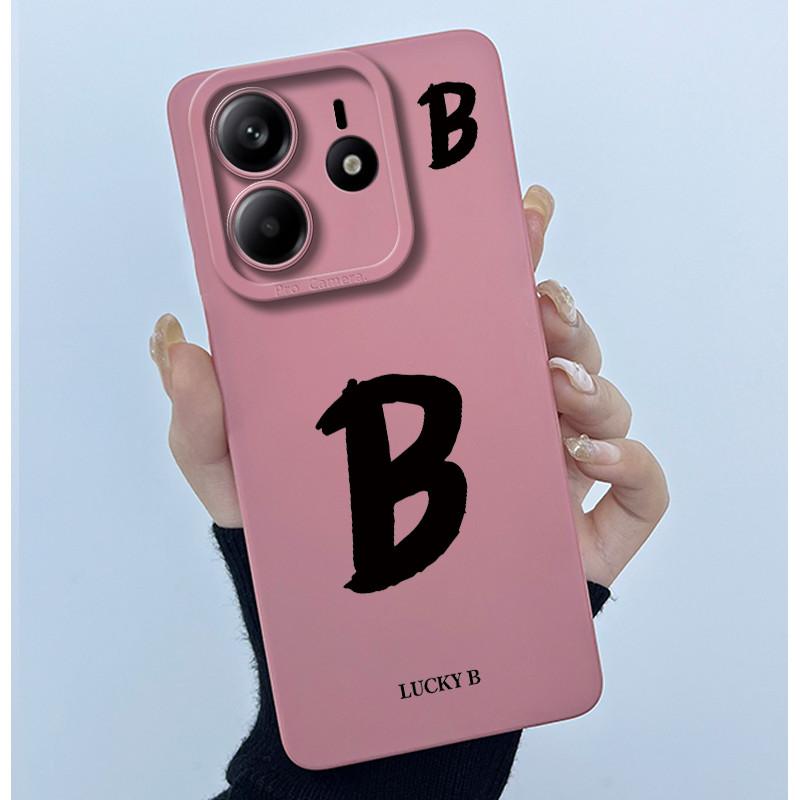 For Xiaomi Redmi Note 14 5G Cover Case Lucky Initial Letter Couple Silicone Soft Matte Phone Bumper for Redmi Note14 5G Casing