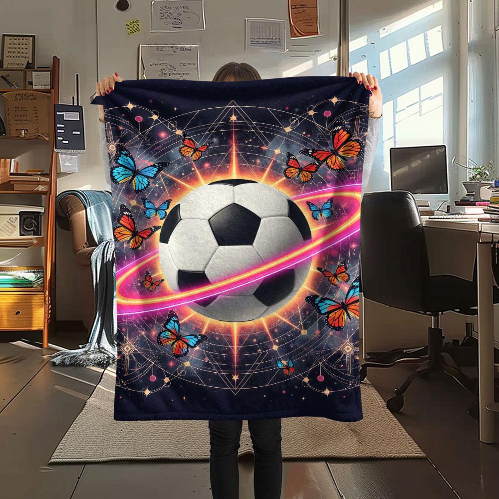 1 szt. Koc Flanelowy z Nadrukiem Gwiazdy i Pierścienia, Wysoka jakość, Wygodny na Wszystkie Pory Roku, Wystrój Domu, Ciepło i Komfort, Idealny na Prezenty Świąteczne