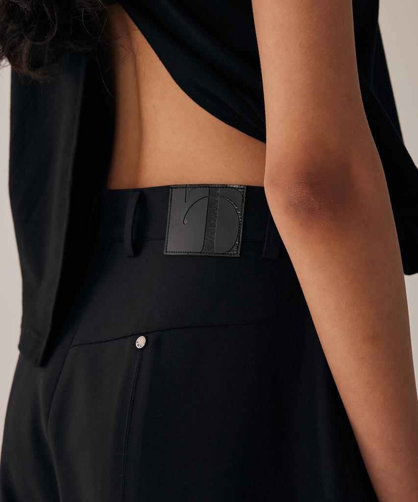 Teulimingbeodeu Rivet Slit Trouser [ Black ]